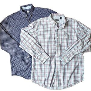 Izod Men’s Shirt Bundle Long Sleeve Button Down Shirt Lightweight Large Preppy